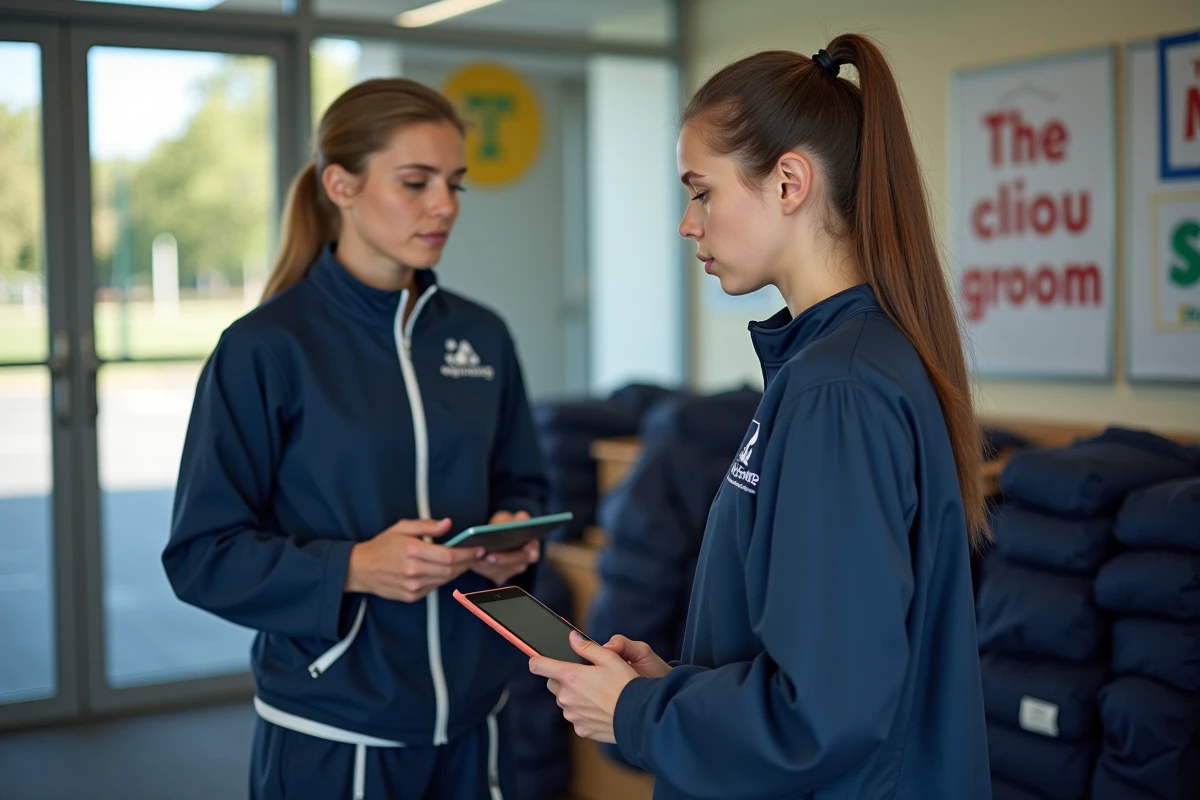 Jeune assistante en surv&ecirc;tement v&eacute;rifiant la pr&eacute;sence