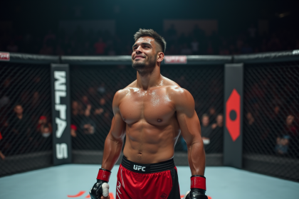 Jeune athlète MMA après un combat dans la cage