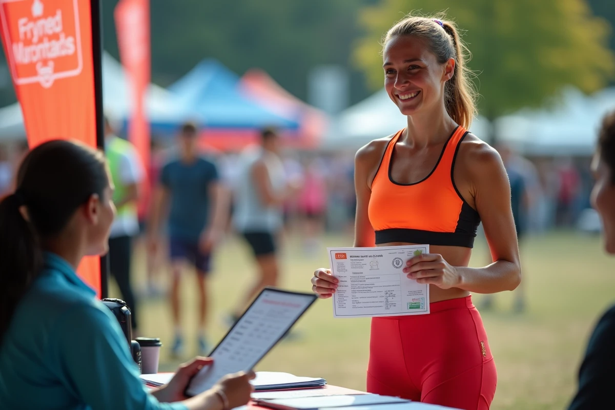 Jeune athl&egrave;te montrant son certificat m&eacute;dical lors d