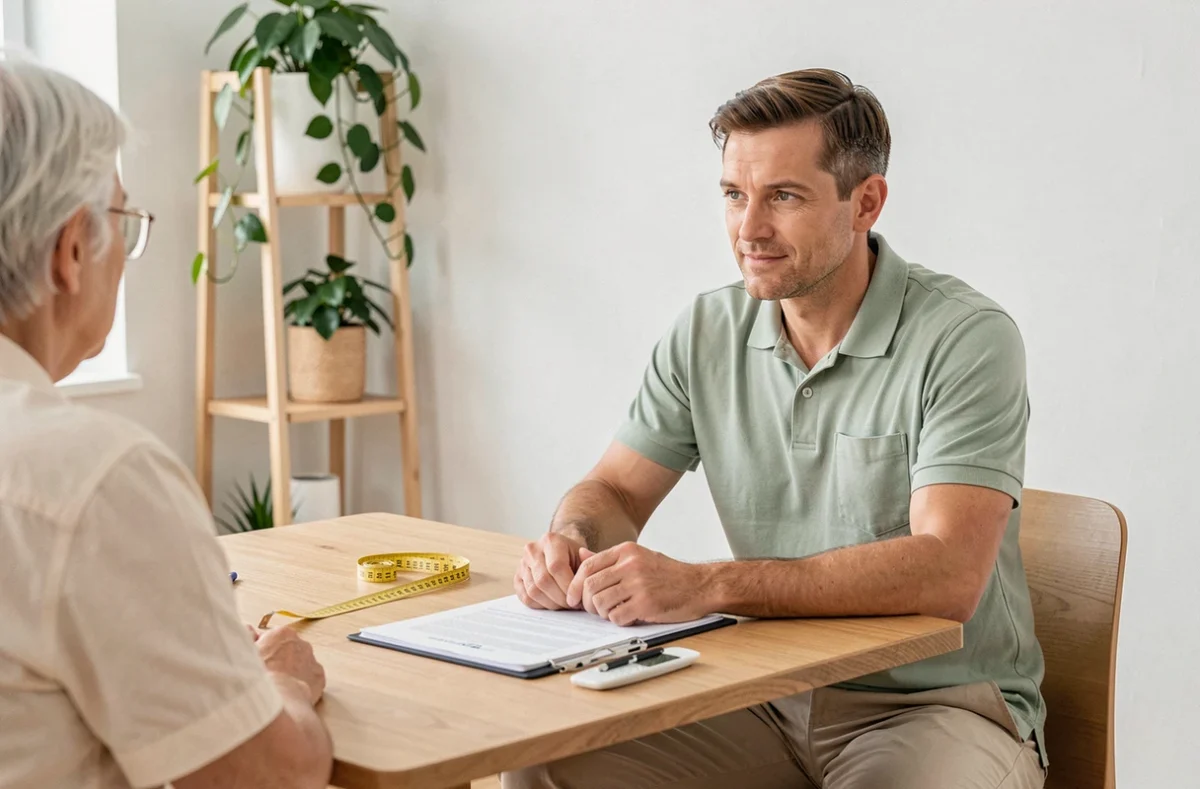 Clément, coach Sport Santé à Montpellier, en consultation personnalisée avec un client