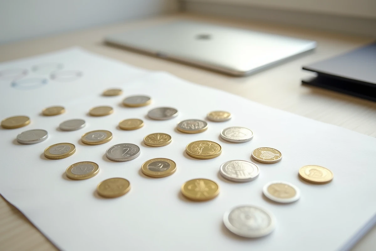 Collection de pièces de 2 euros commémoratives JO 2026 de plusieurs pays européens disposées en rangées sur fond blanc