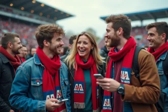 Groupe de supporters AJA 1905 devant le stade