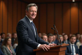 Homme d'affaires en costume lors d'une conférence