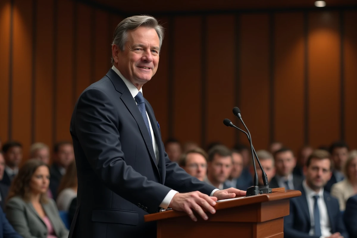 Homme d'affaires en costume lors d'une conférence