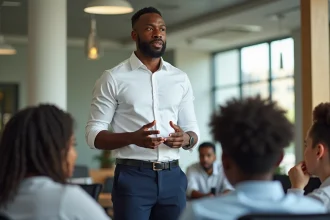 Homme noir confiant en centre communautaire