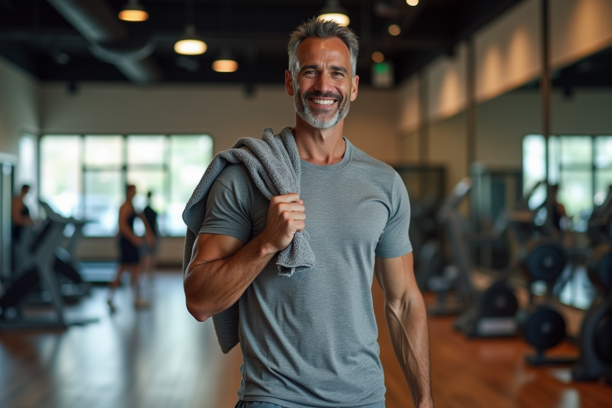 Homme souriant après l