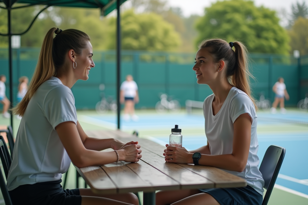Jeune femme en tenue sportive se préparant au match