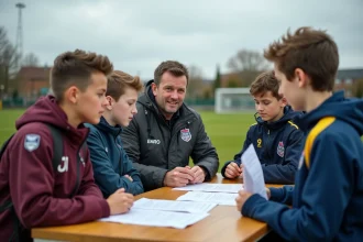 Jeunes footballeurs lors d'une inscription en extérieur