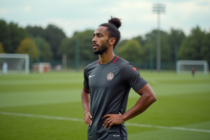 Footballeur masculin en entraînement sur un terrain vert