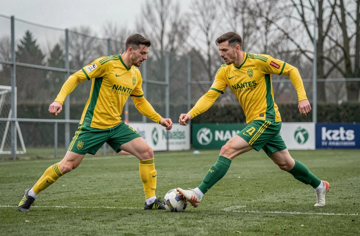 Joueurs du FC Nantes en séance d'entraînement lors de la préparation du mercato et du recrutement 2026