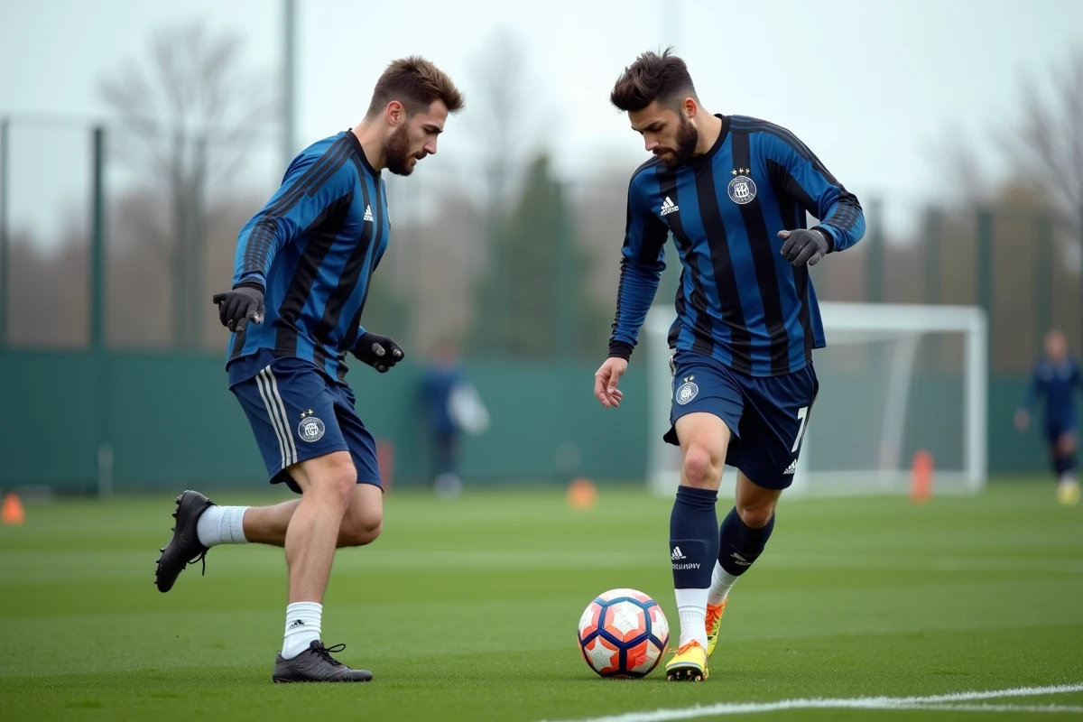 Joueurs de l'Inter Milan à l'entraînement en préparation pour la Ligue des Champions 2026