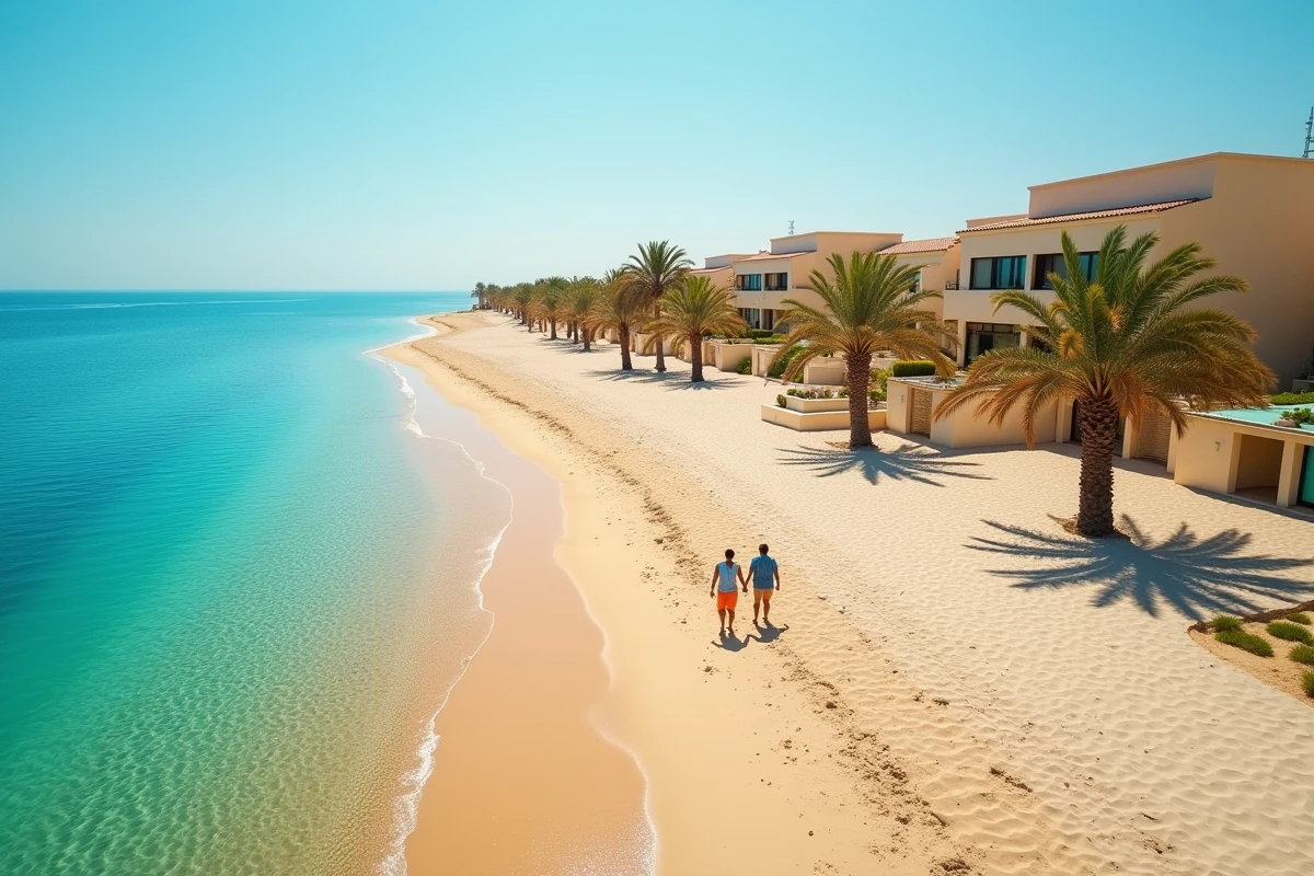 Plage égyptienne quasi déserte en basse saison idéale pour un voyage Air Egypt en 2026