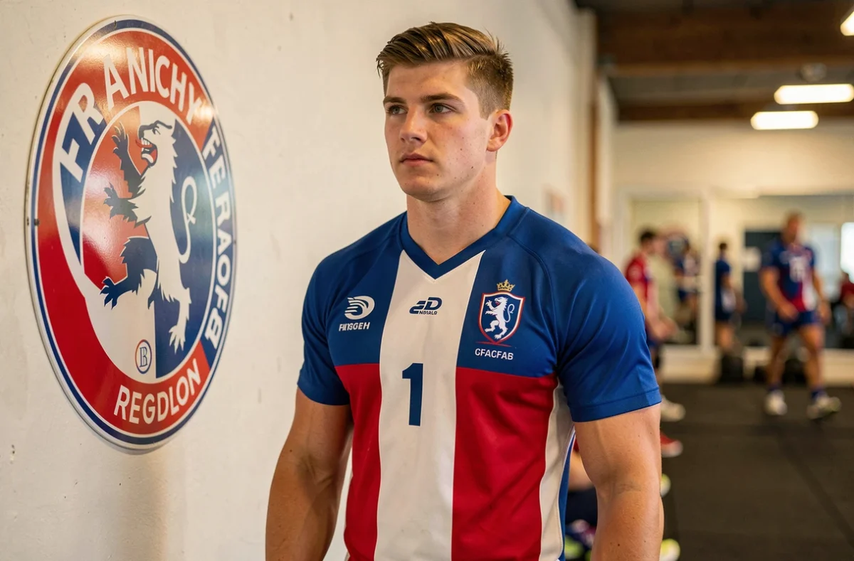 Joueur de rugby français en maillot du XV de France illustrant l'avantage salarial du statut JIFF dans le rugby professionnel français