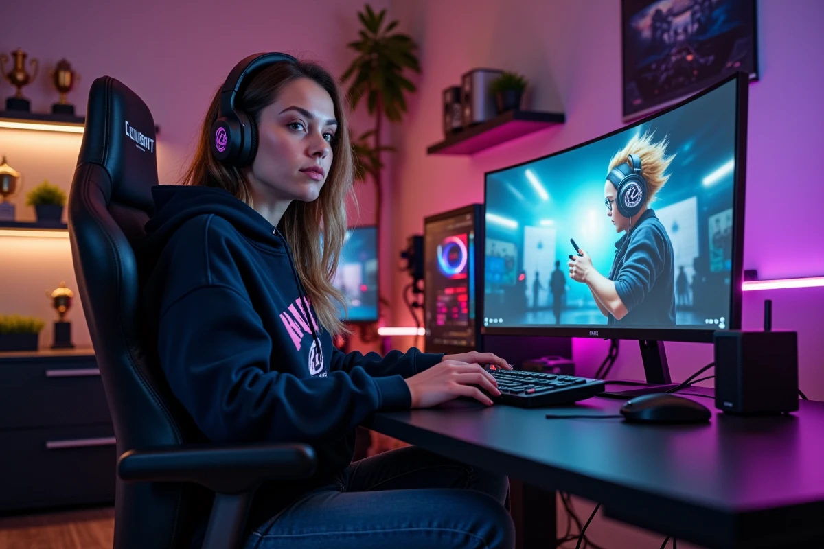 Femme créatrice de contenu eSports en streaming